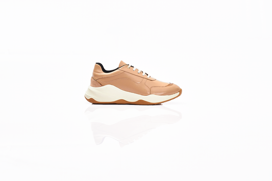 Bej Deri Kadın Sneakers