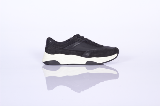 Siyah Deri ve Kumaş Karışık Erkek Spor Ayakkabı & Sneaker